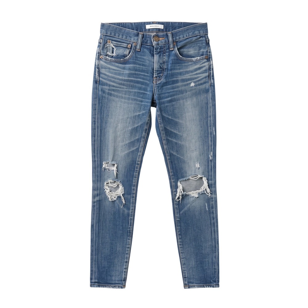 Moussy Vintage Distressed Skinny Jeans Women 25" Blue Japan Made Medium Wash
